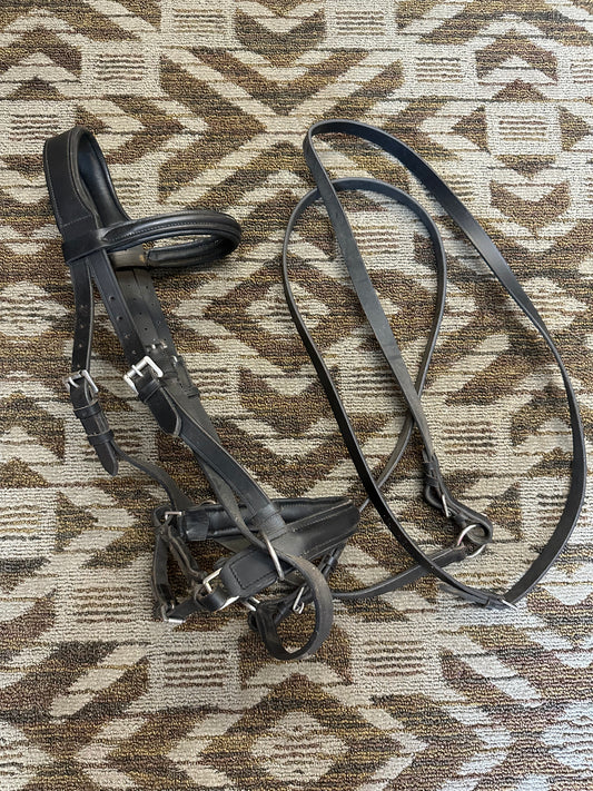 Padded Monocrown Bitless Bridle w/ Reins