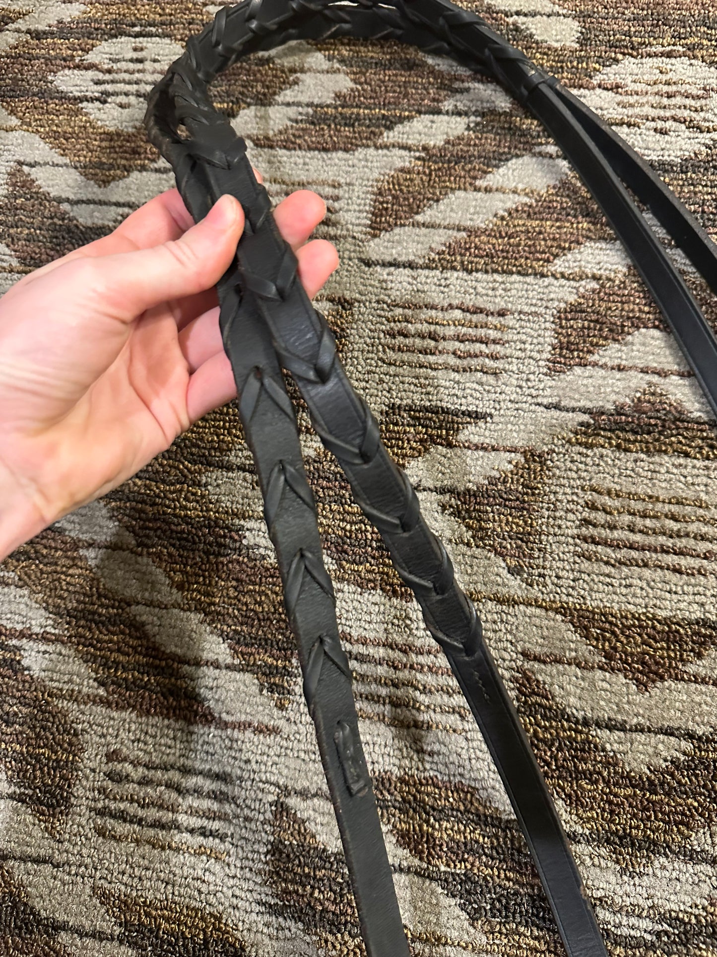 Dark Brown Collegiate Laced Reins w/ Brass Clips