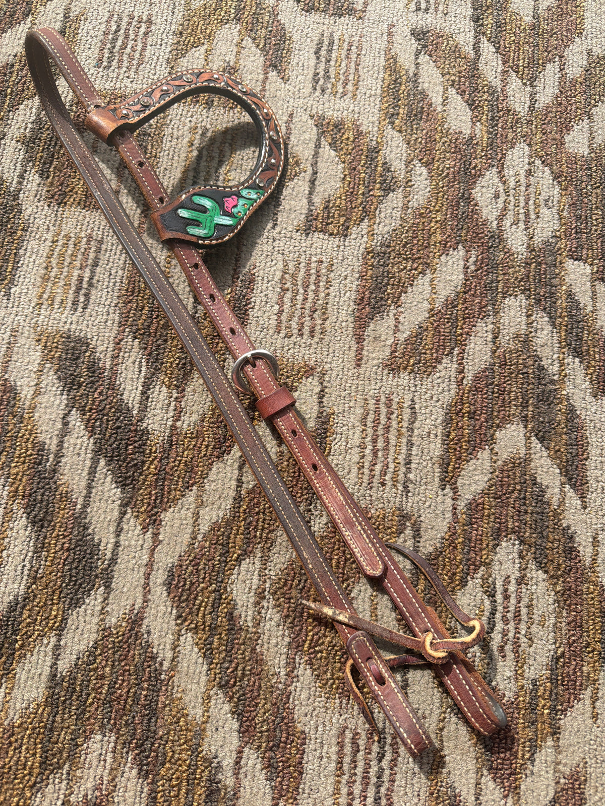 One Ear Headstall w/ Cactus Print