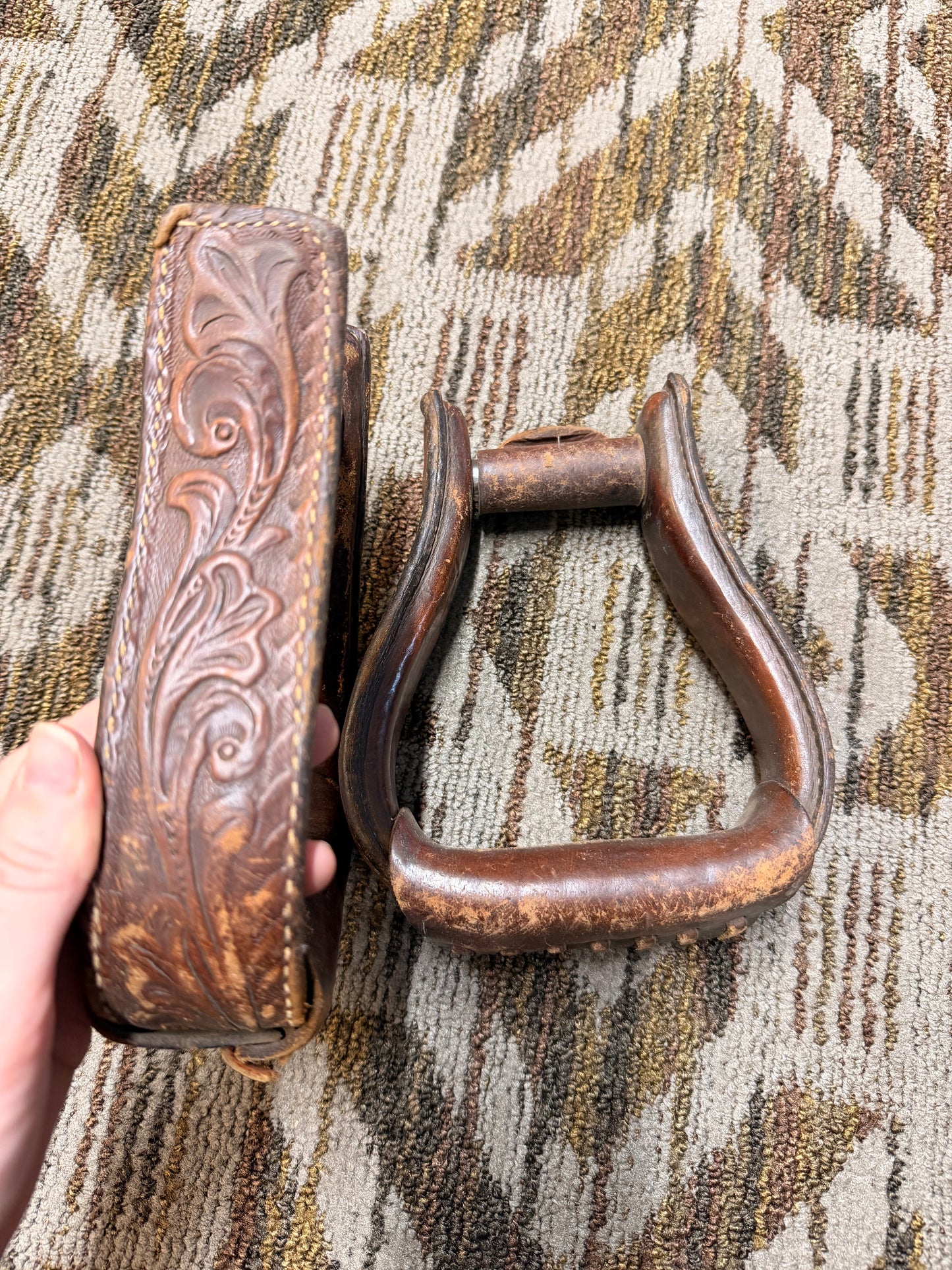 Leather Tooled Stirrups