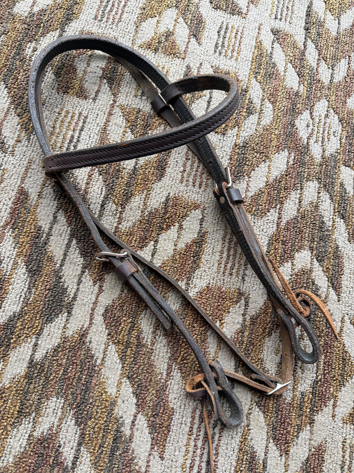 Heavy Duty Dark Oiled Stitched Headstall