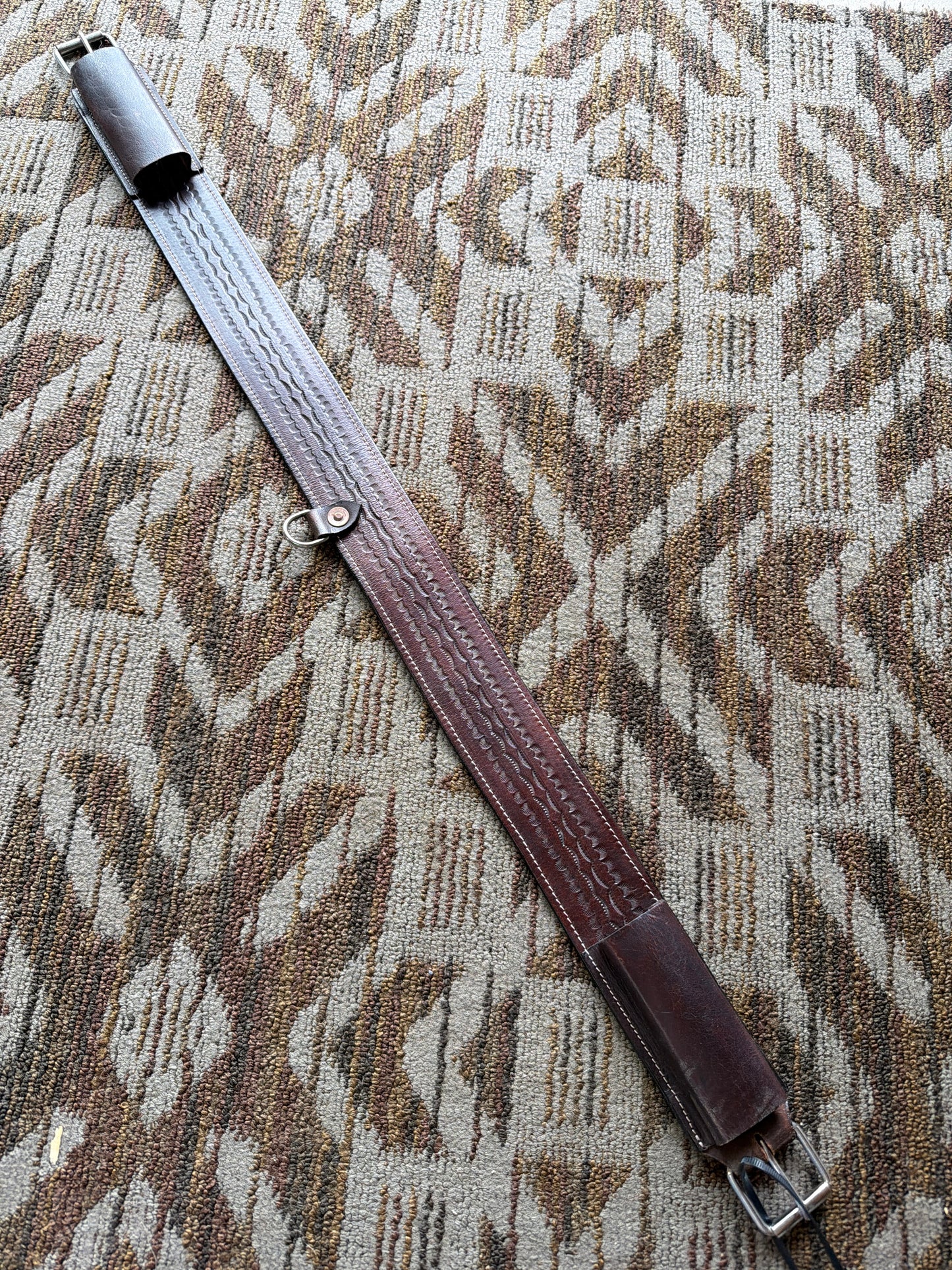 Dark Brown Tooled Back Cinch - 38”
