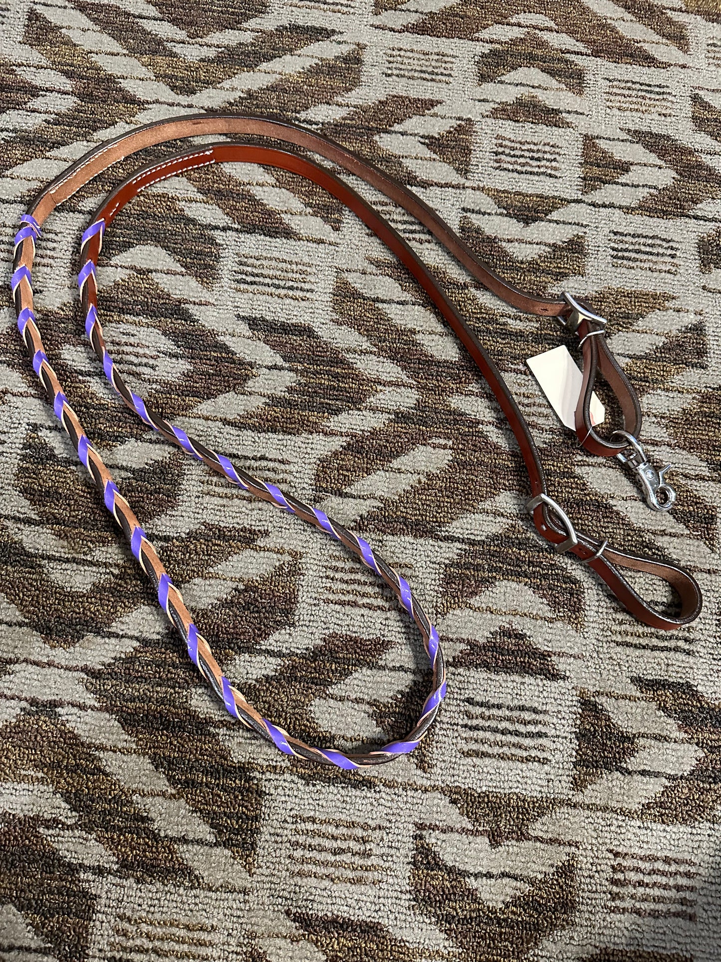 New Leather Purple Laced Loop Reins