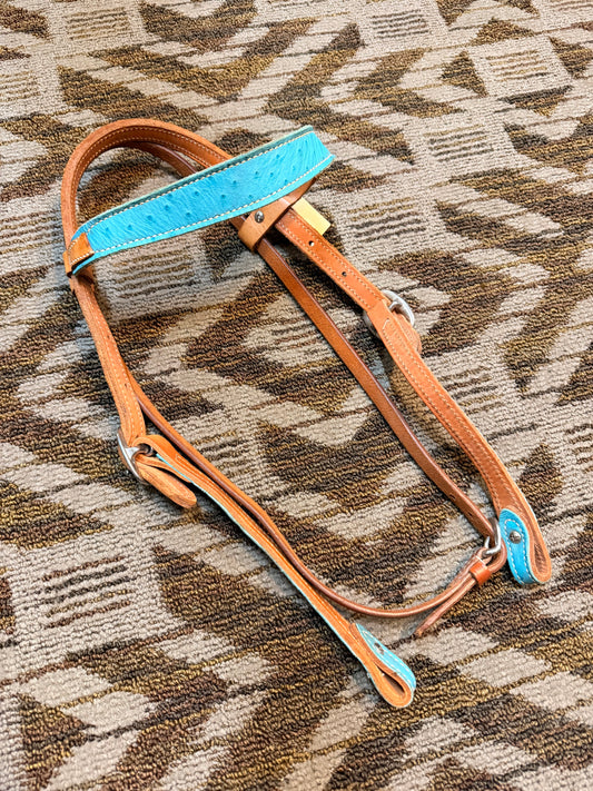 Blue Leather Headstall