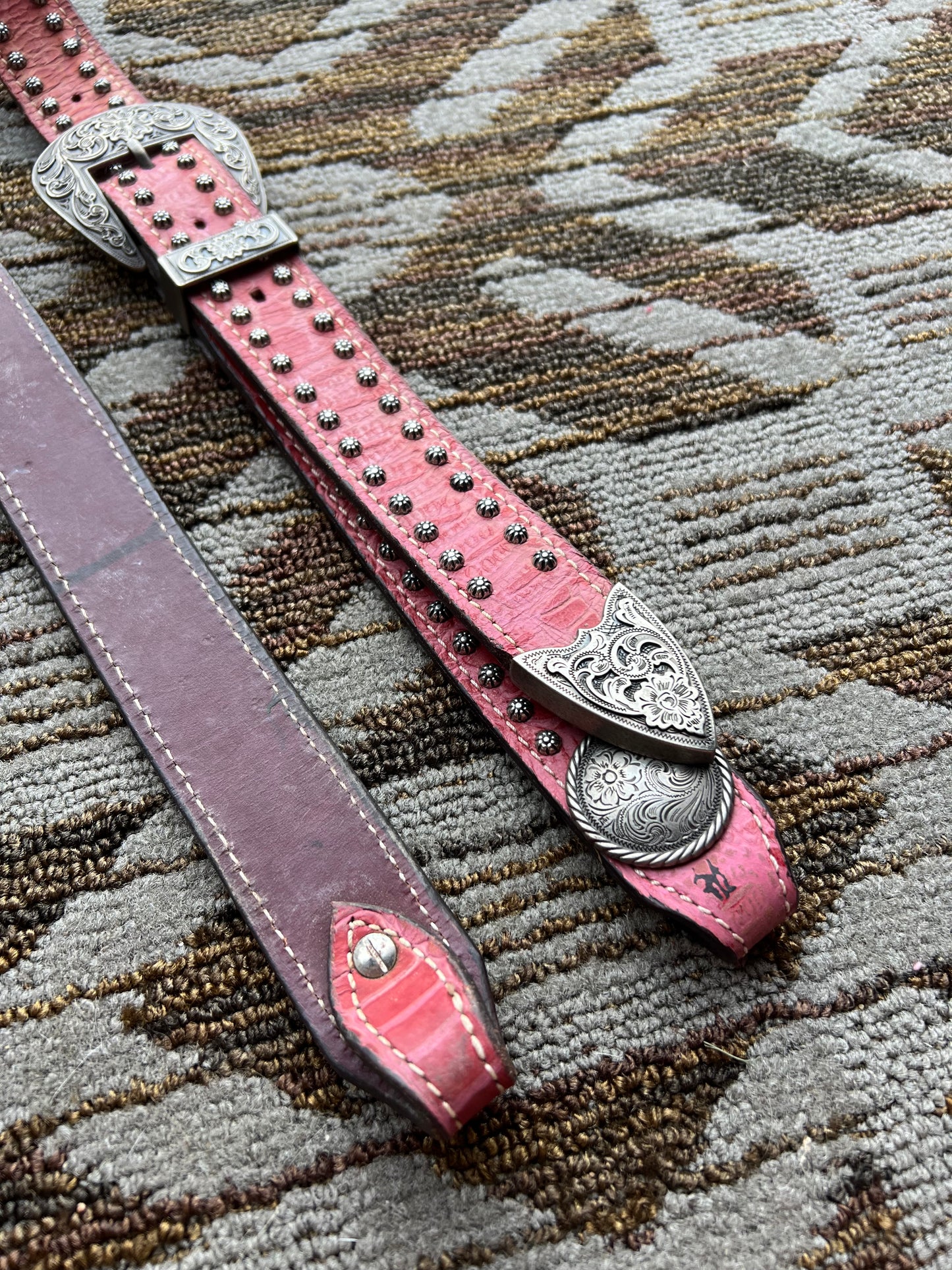 Pink Studded Belt Headstall