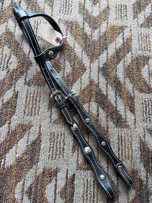 Black One Ear Headstall w/ Conchos