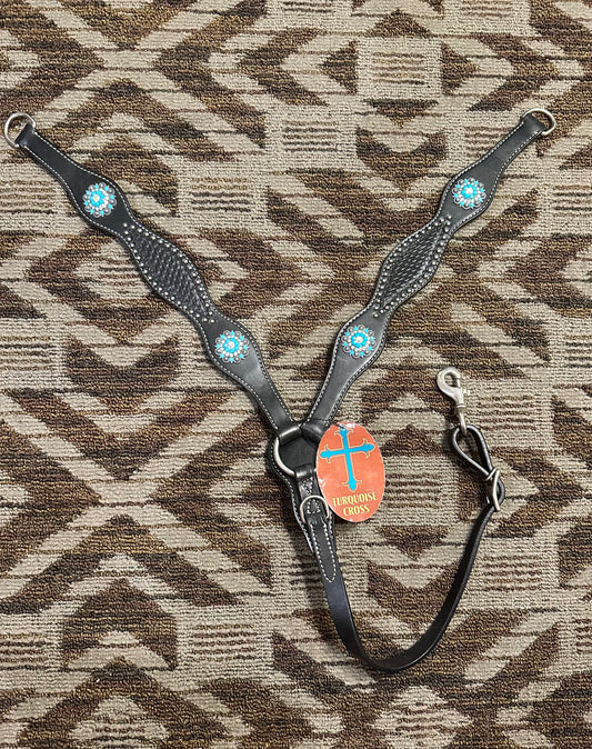 Turquoise Cross Blingy Breastcollar