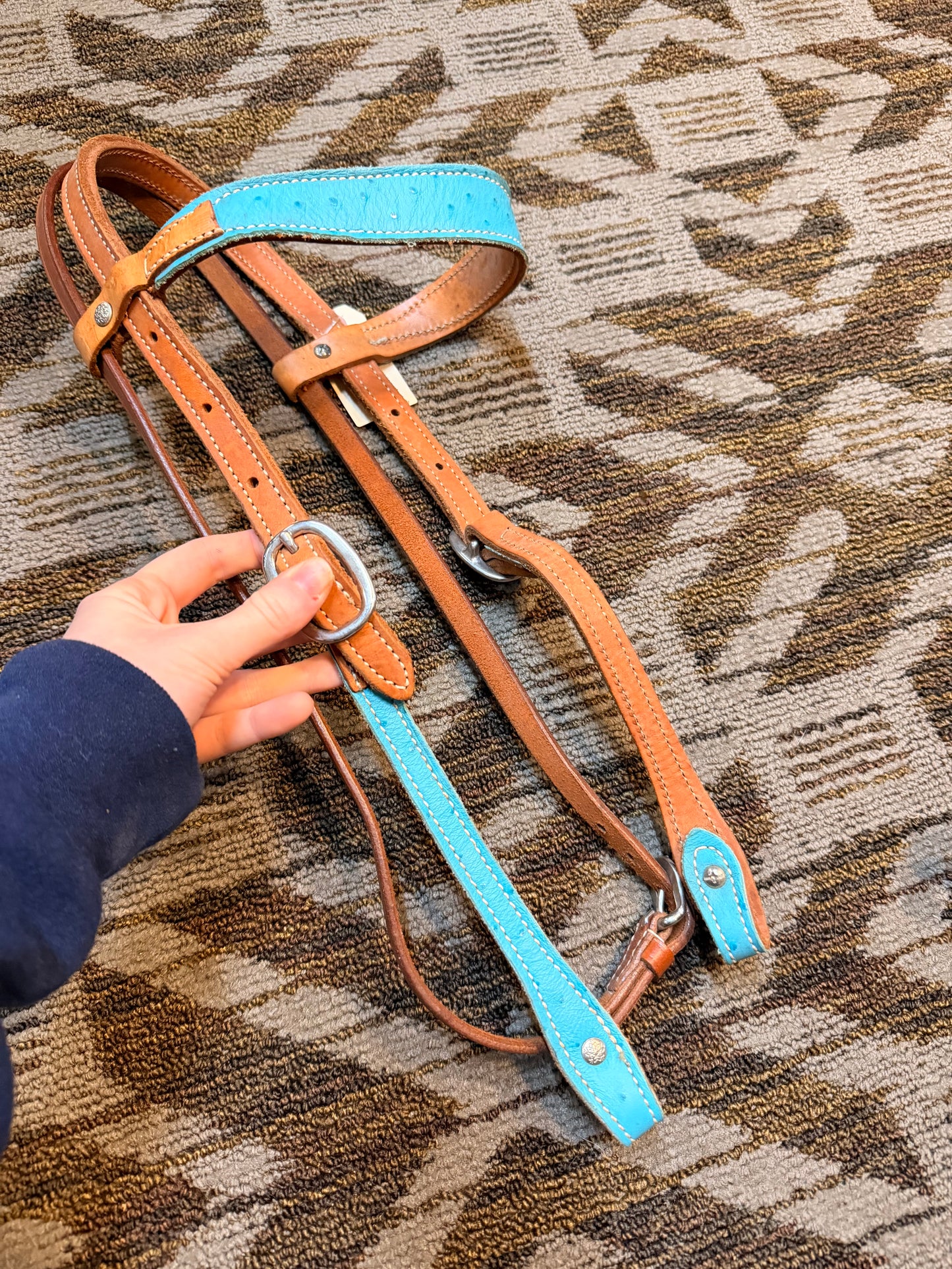 Blue Leather Headstall