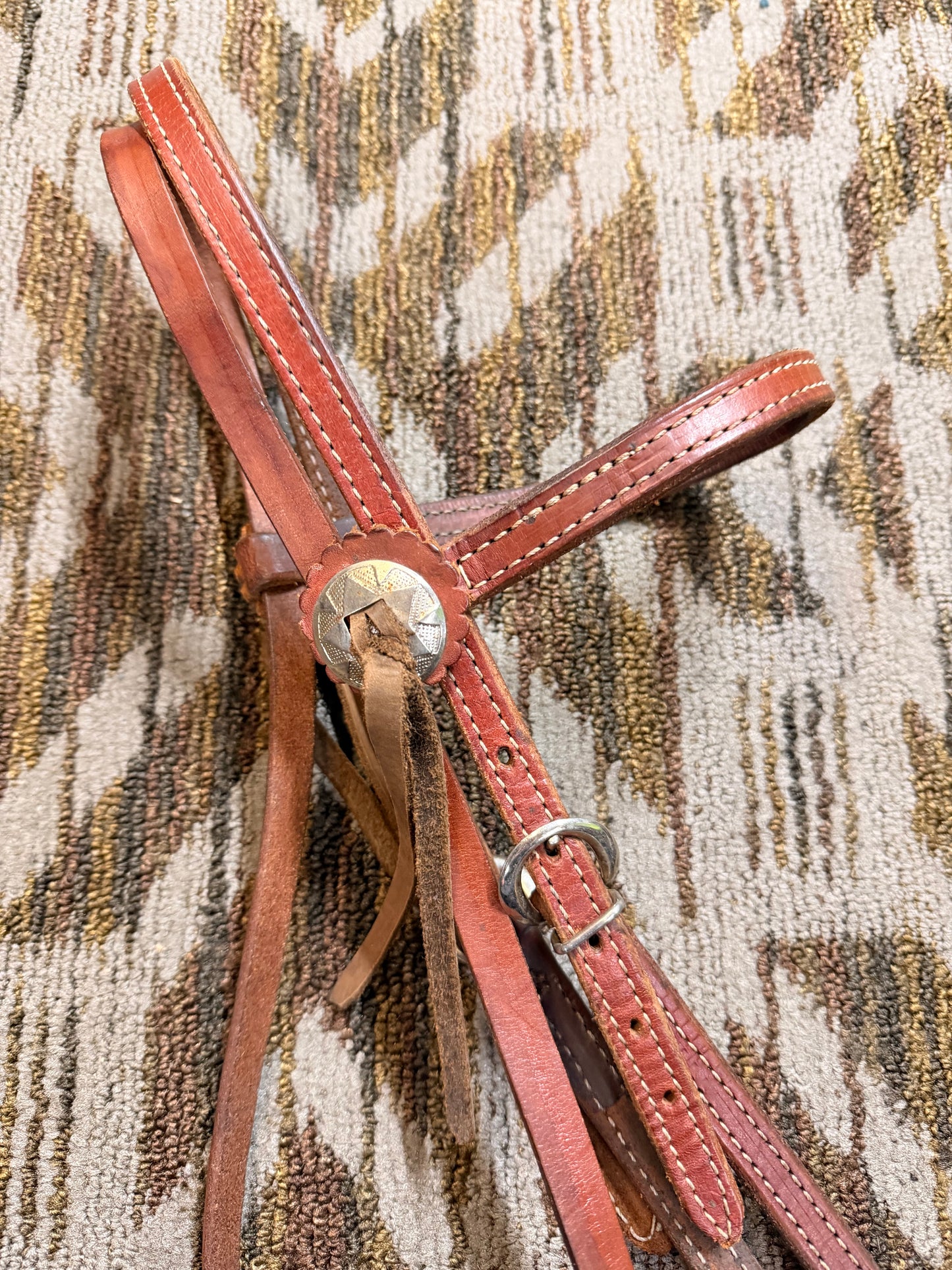 Stitched Leather Headstall w/ Tassels