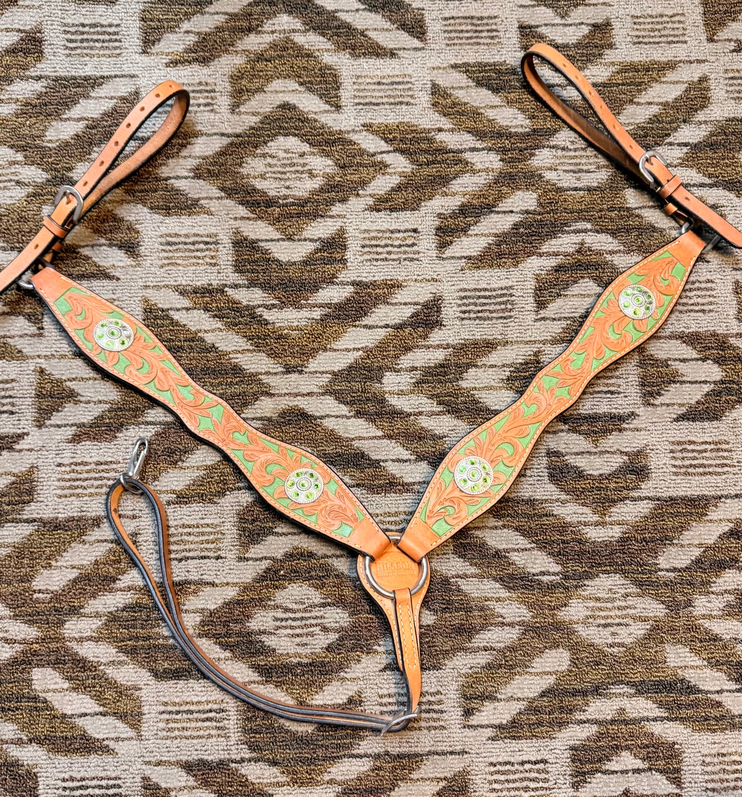 Hilason Green Blingy Breastcollar