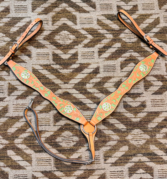 Hilason Green Blingy Breastcollar