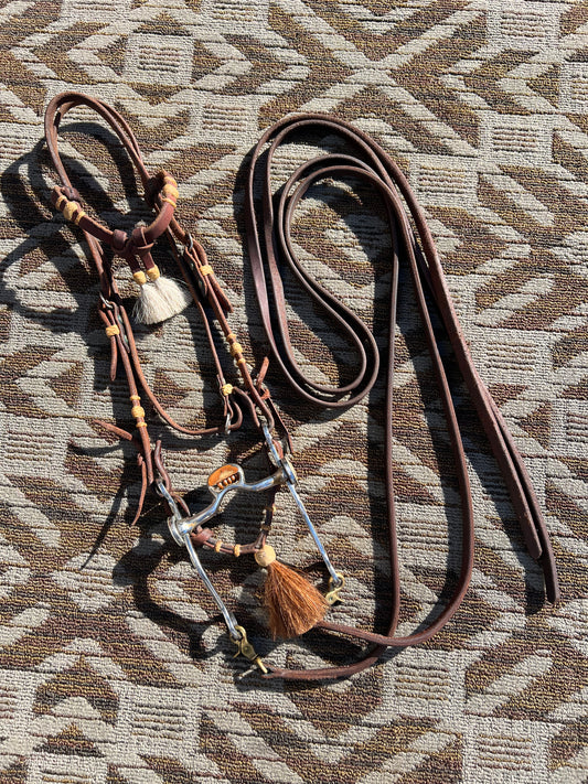 Western Show Bridle Set w/ Rawhide Accents