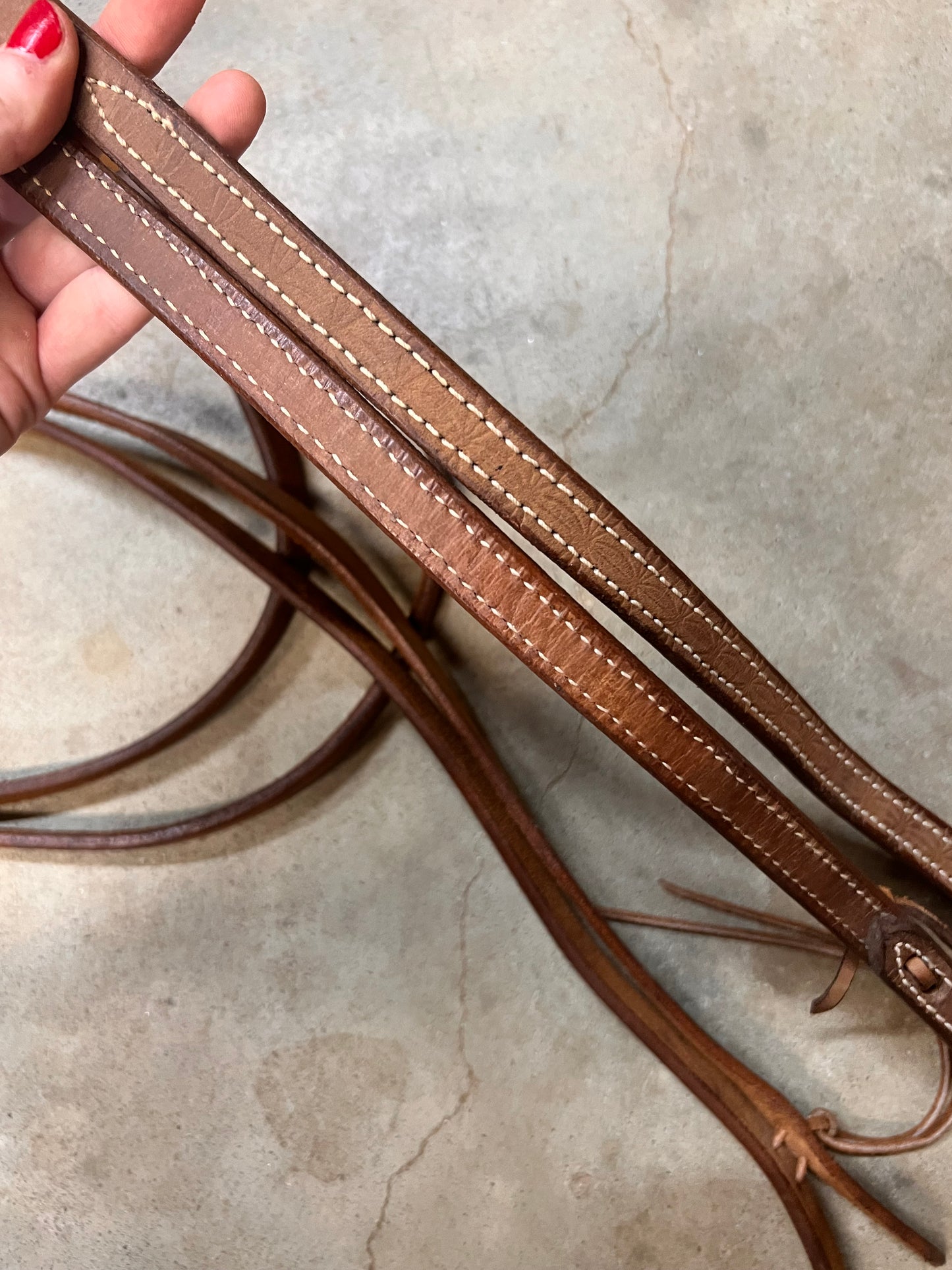 Leather Barbedwire Tooled Split Reins