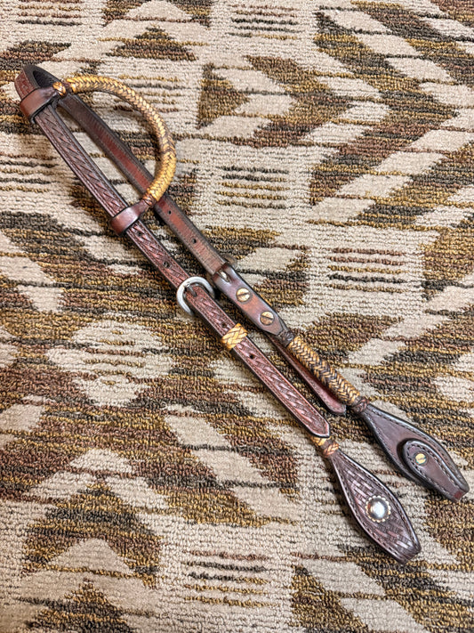Tooled Rawhide One Ear Headstall