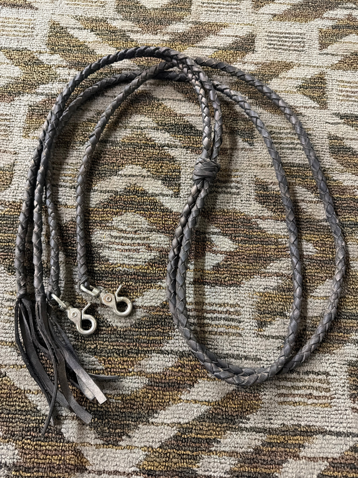 Black Rolled Braided Split Reins