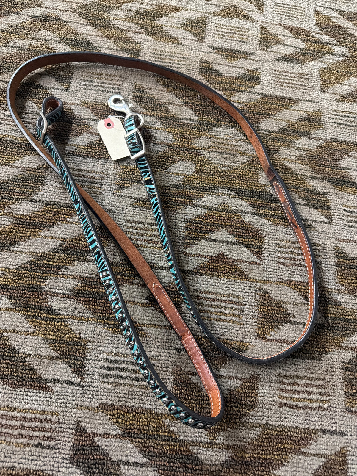 Studded Striped Loop Reins