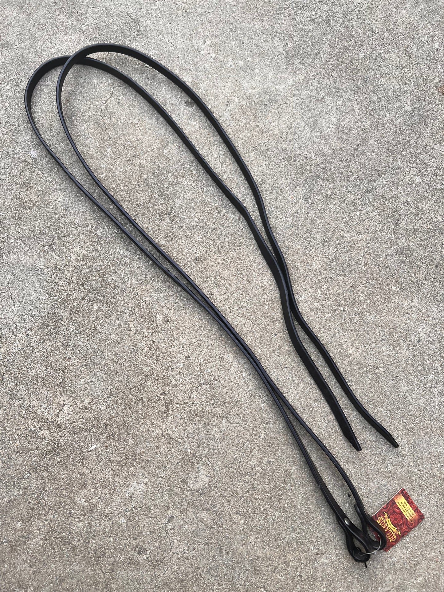 Hilason Black Leather Split Reins