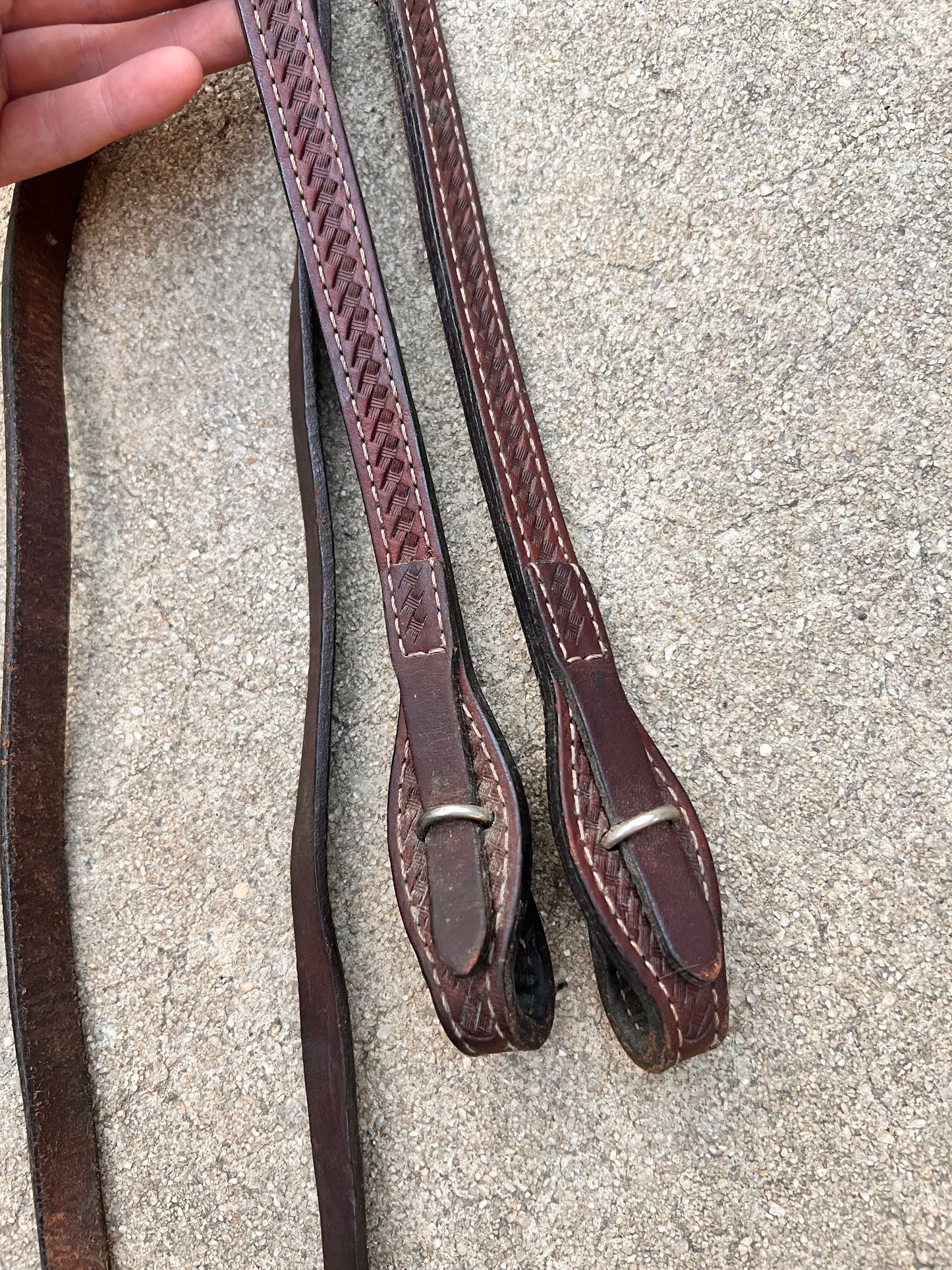 Easy Change Tooled Leather Split Reins