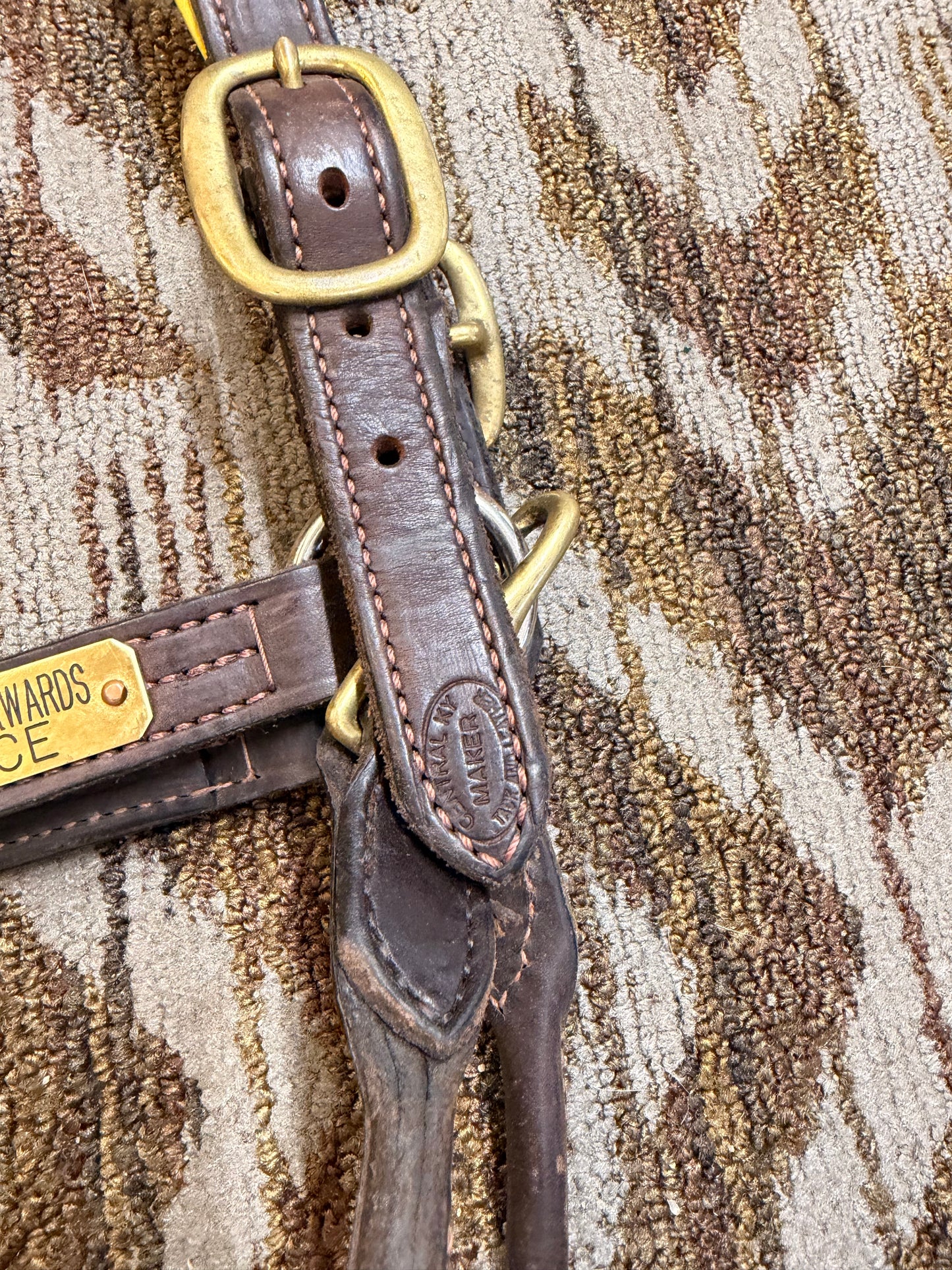 Central KY Maker Full Yellow Padded Leather Halter