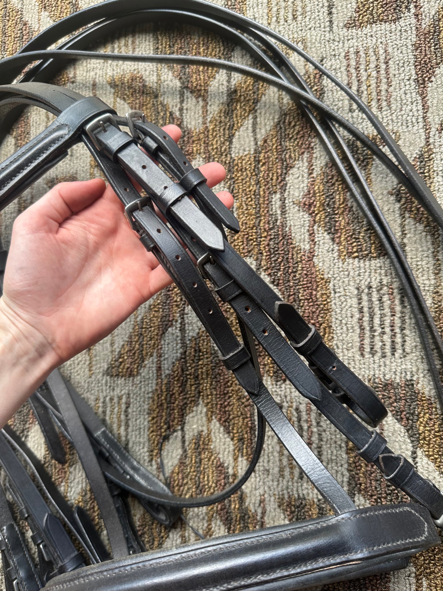 Black Padded Double Bridle w/ Reins
