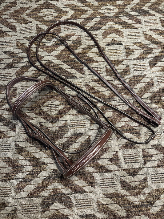 Padded Monocrown Fancy Stitched Bridle w/ Matching Reins