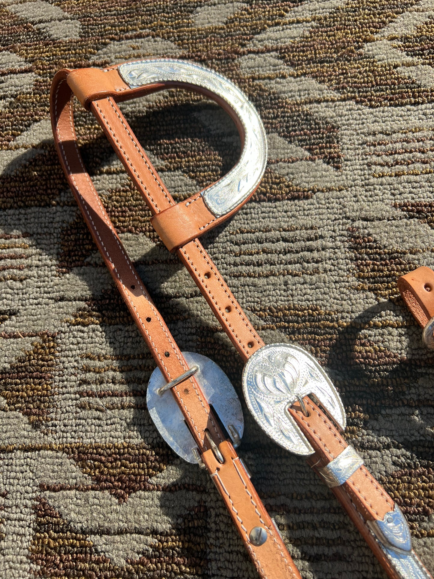 Silver One Ear Headstall w/ Matching Curb Strap