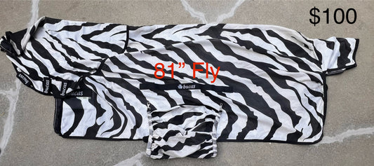 Bucas 81” Zebra Fly Sheet w/ Belly Band and Neck