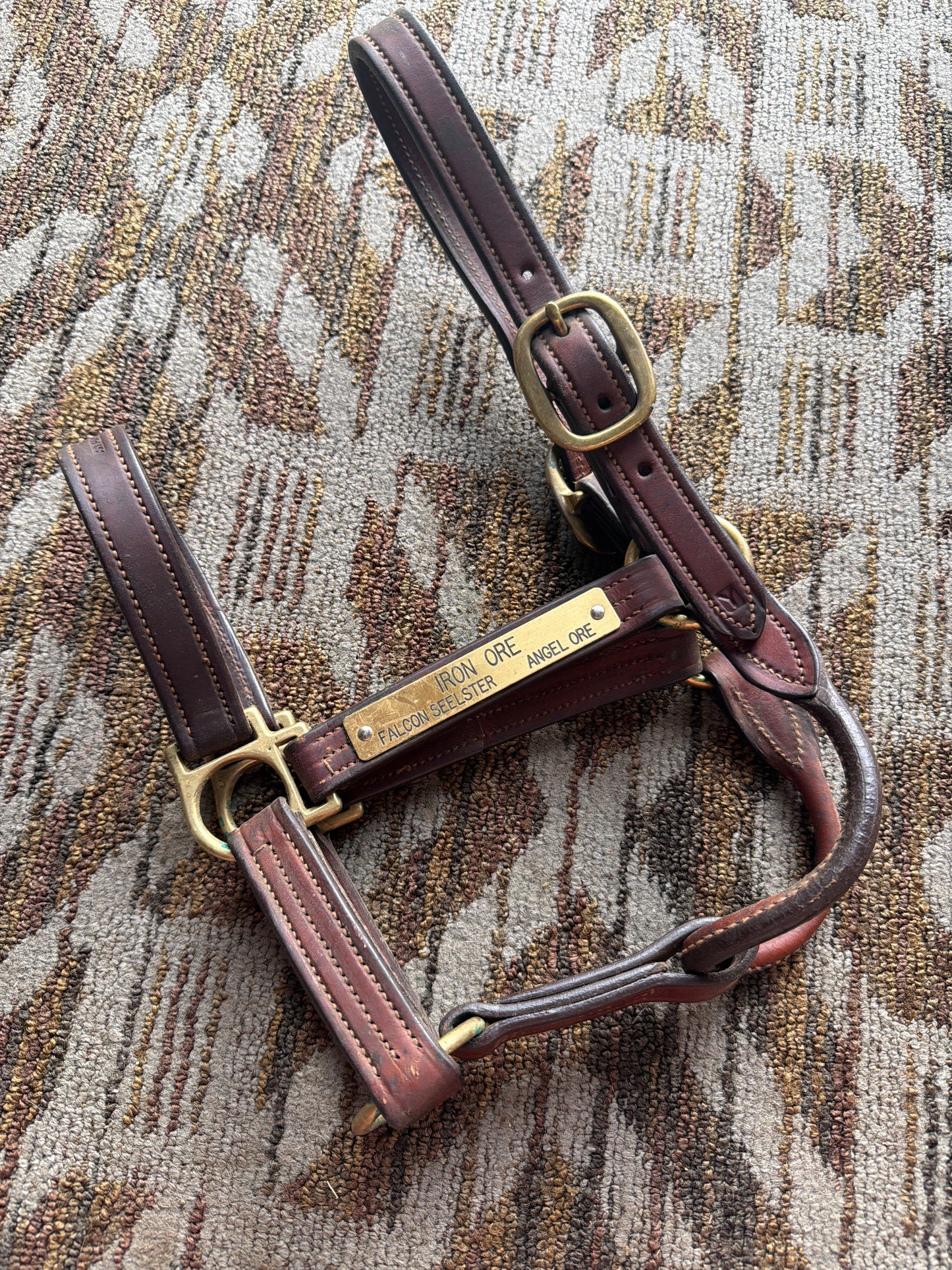Triple Stitched Leather Halter w/ Nameplate