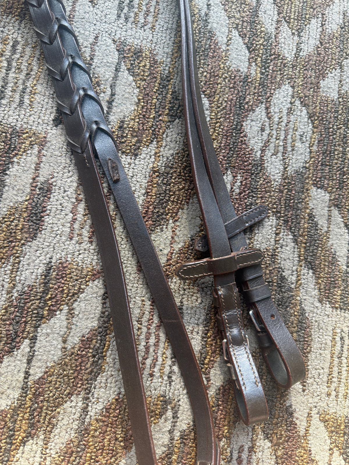 Brown Laced Reins w/ Stoppers