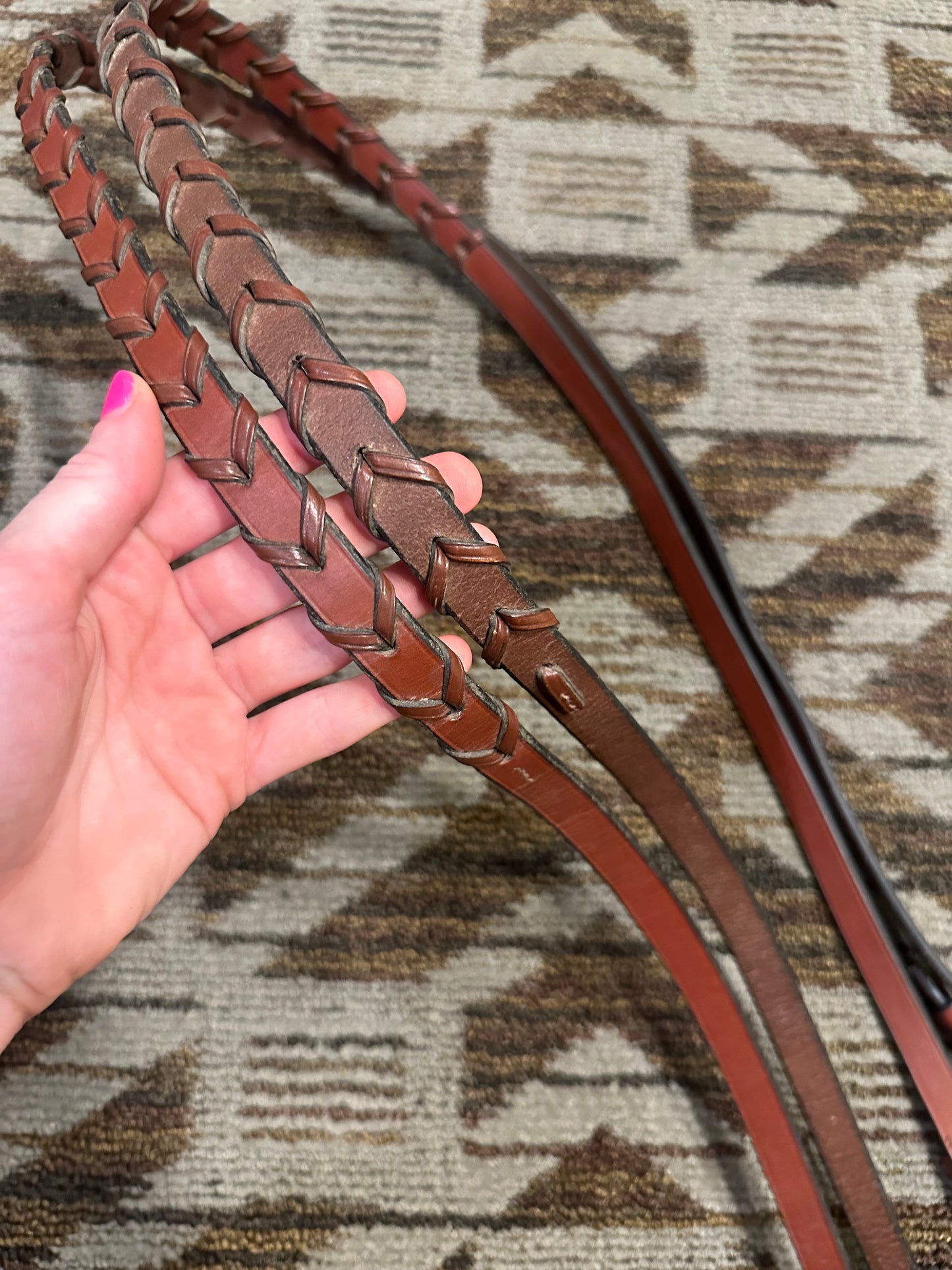 Red Leather Laced Reins