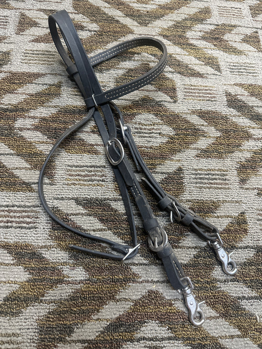 Black Biothane Headstall w/ Buckles
