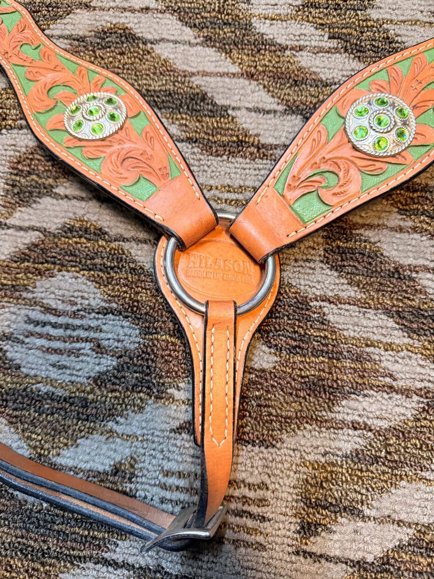 Hilason Green Blingy Breastcollar