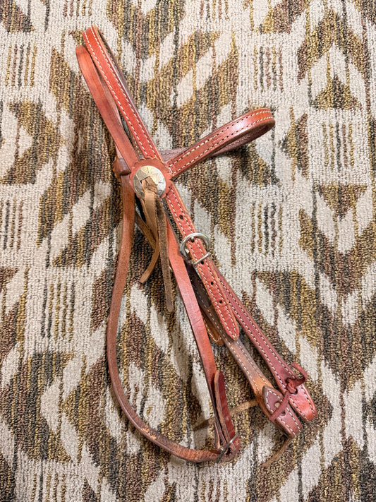 Stitched Leather Headstall w/ Tassels