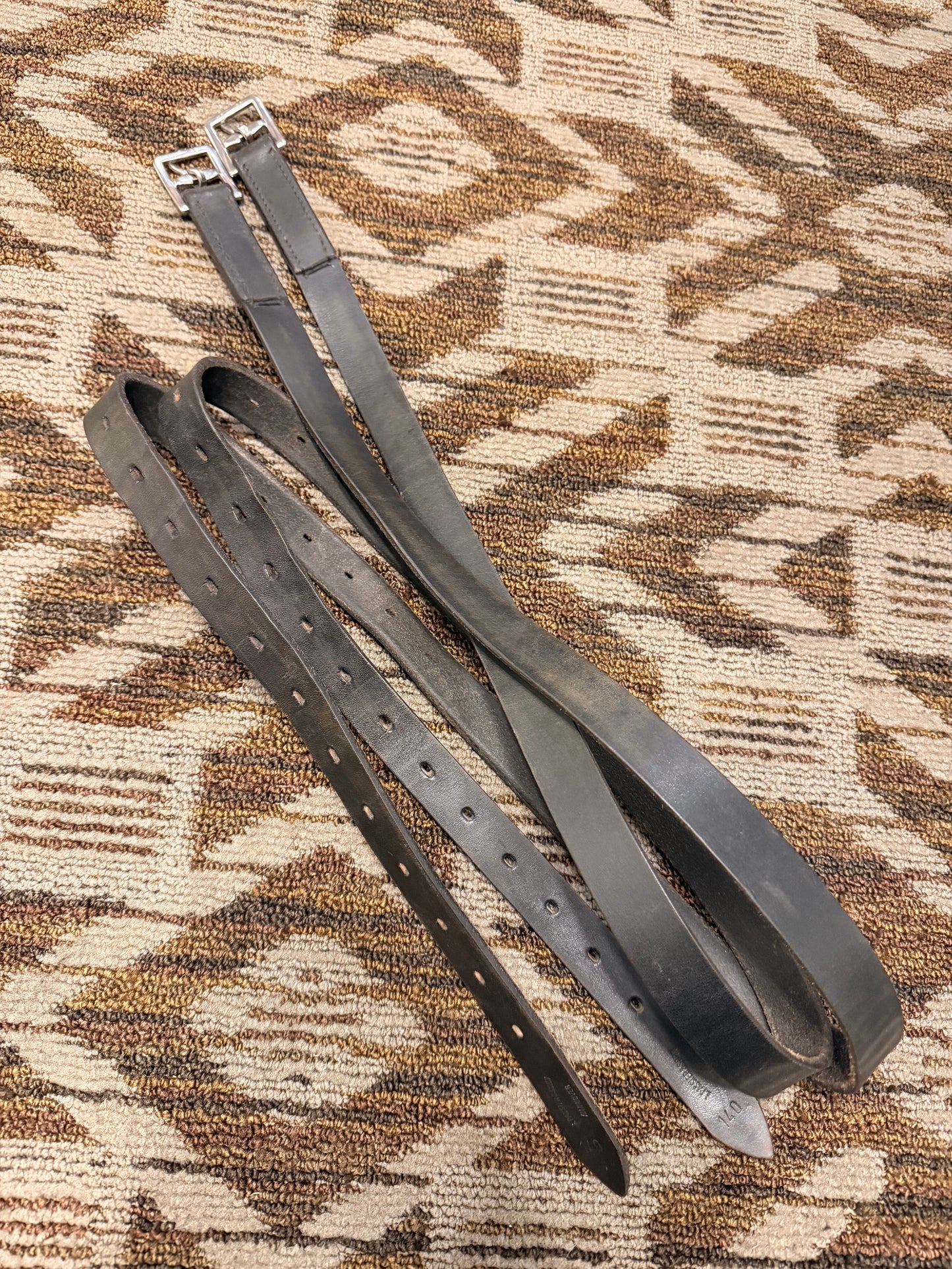 Passier Black Stirrup Leathers - 58”