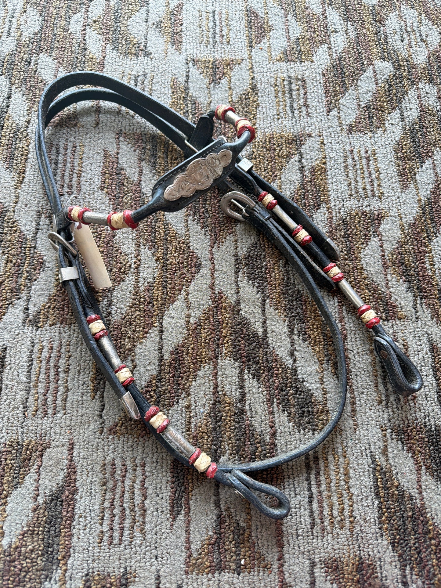 Black Show Headstall w/ Silver Accents