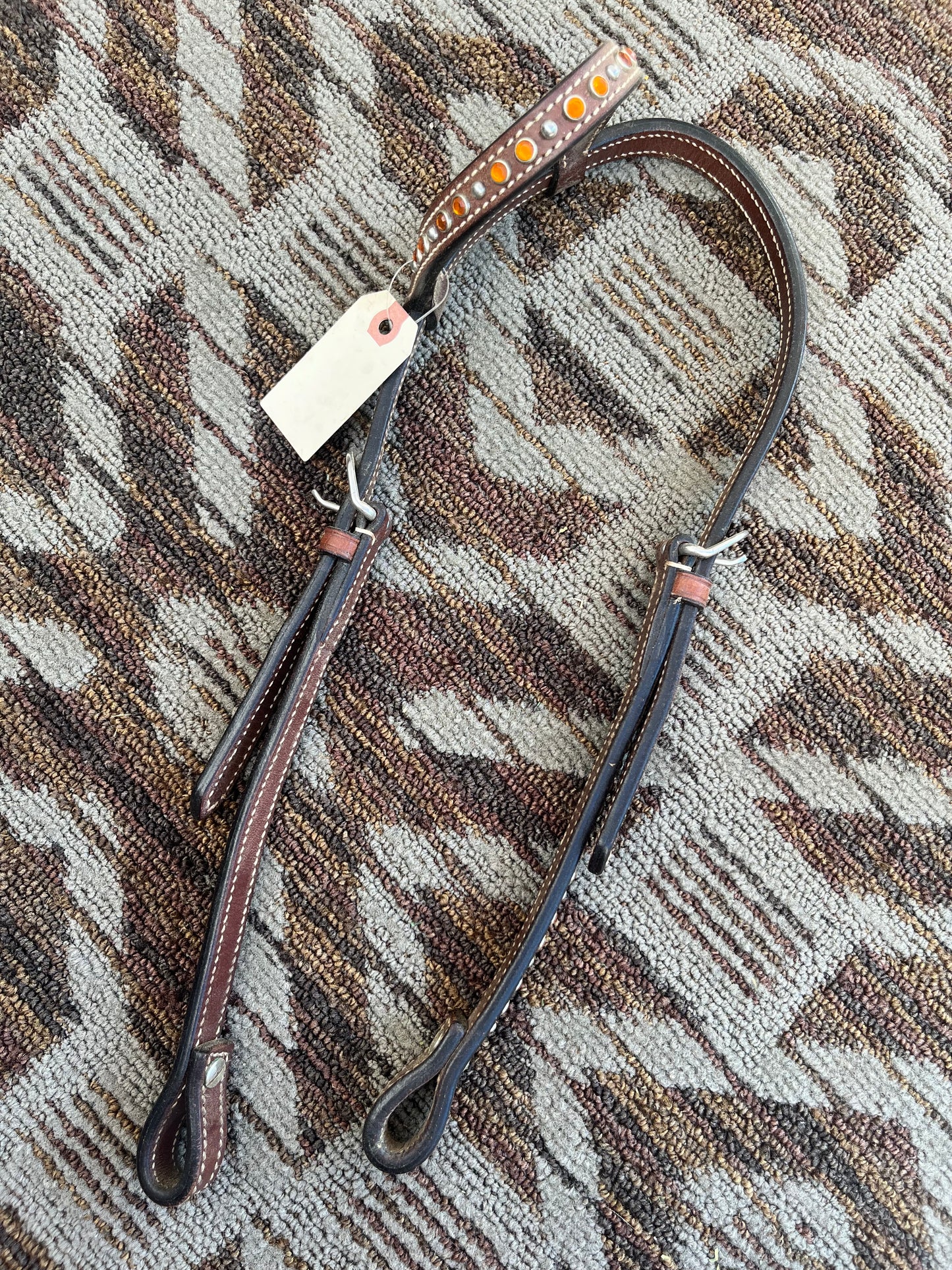 Riata Orange Blingy One Ear Headstall