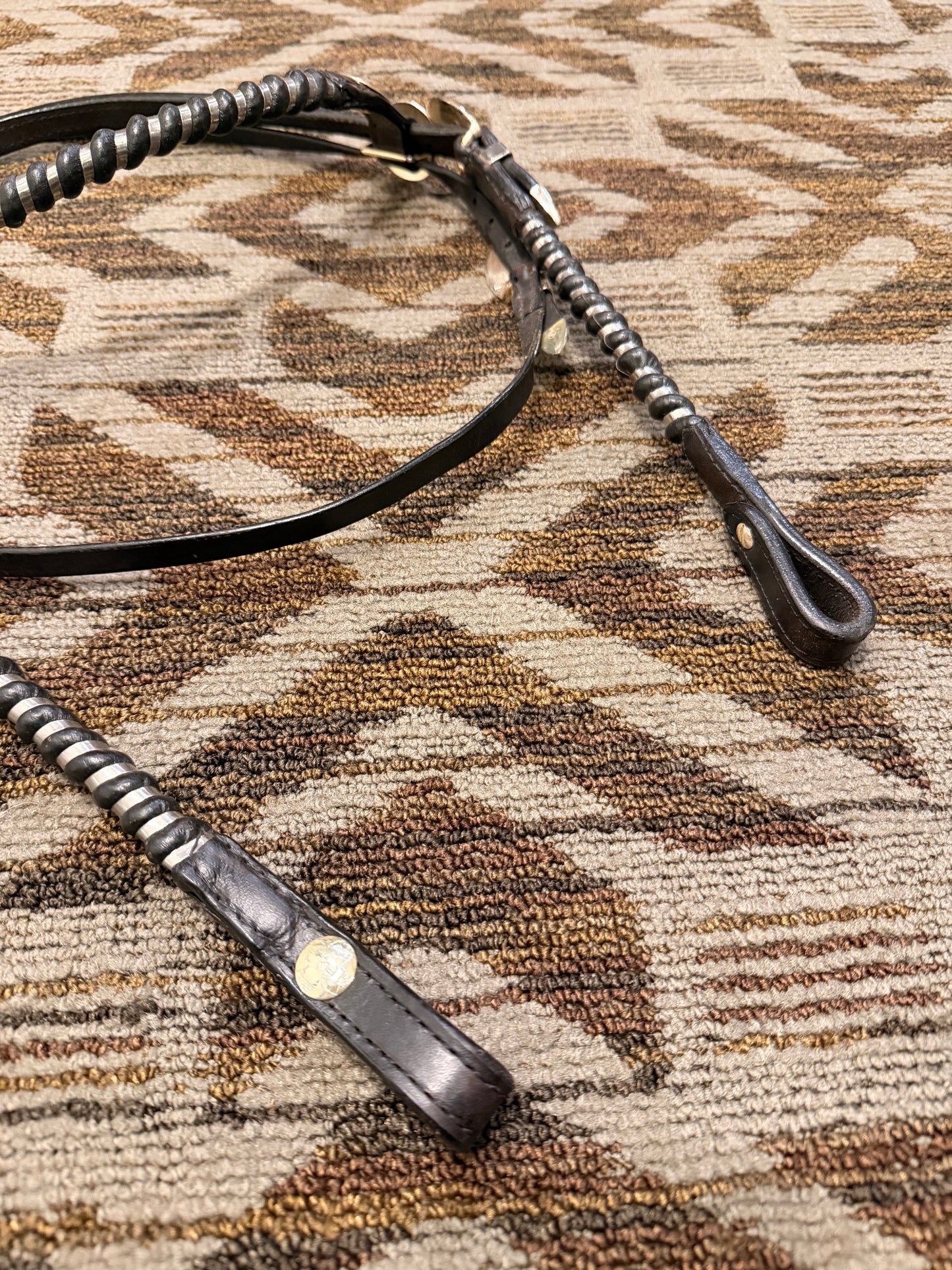 Black and Silver Rolled Show Headstall w/ Matching Reins