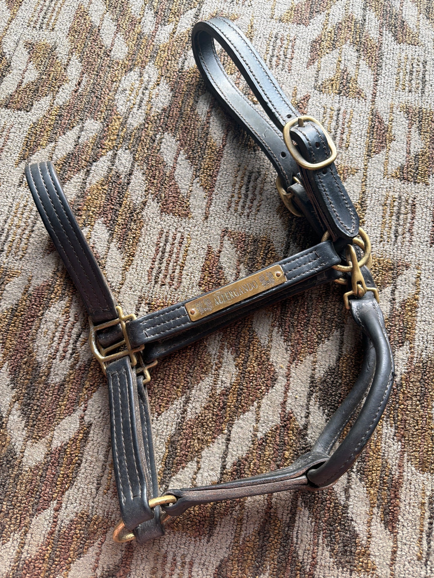 Heavy Duty Black Triple Stitched Leather Halter