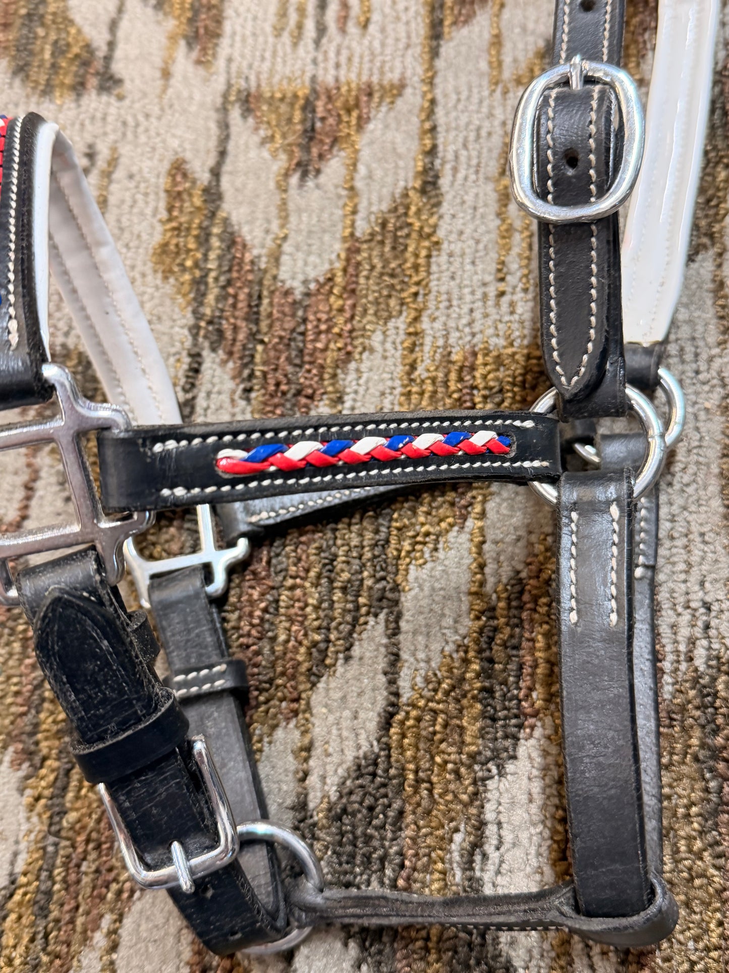 Red, White and Blue Padded Pony Leather Halter