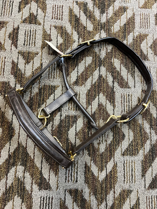 NEW Brown Leather Padded Pony Halter w/ Clip