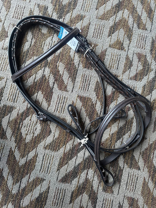 New EquiRoyal Brown Raised Bridle w/ Matching Reins