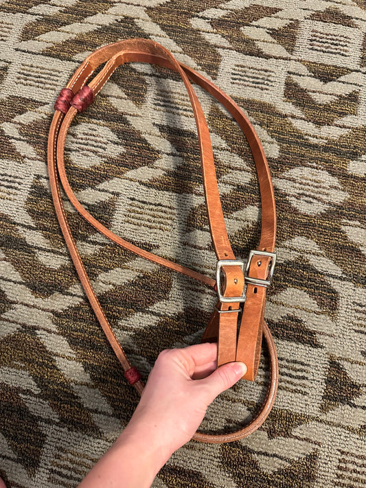 Leather Rolled Reins w/ Rawhide Hand Stops
