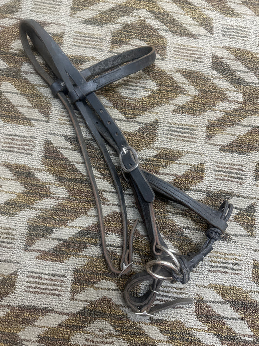 Black Bitless Bridle w/ Hybrid Noseband