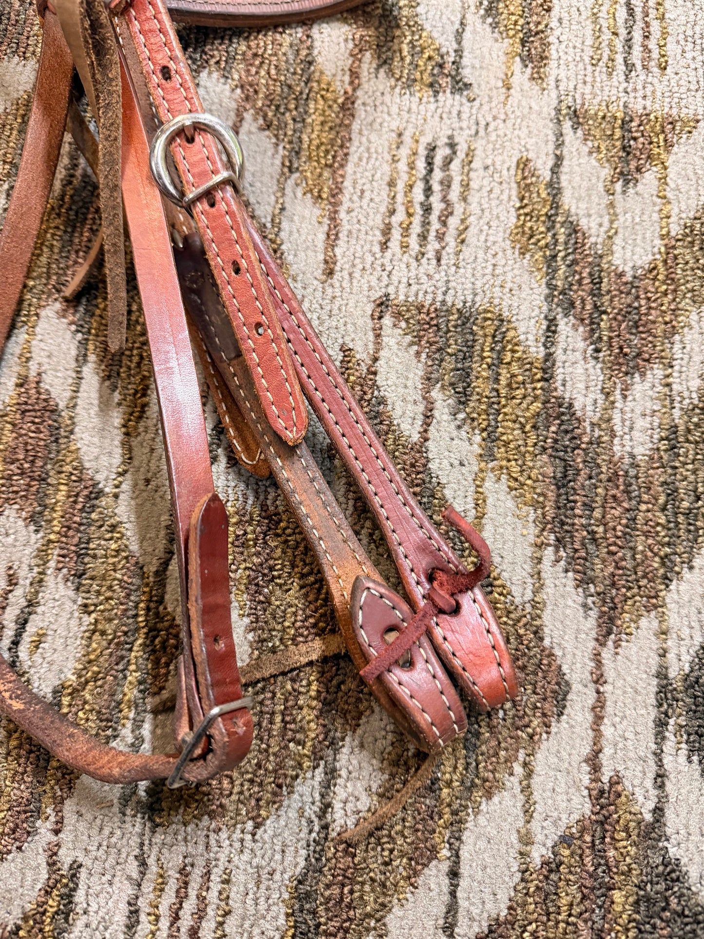 Stitched Leather Headstall w/ Tassels