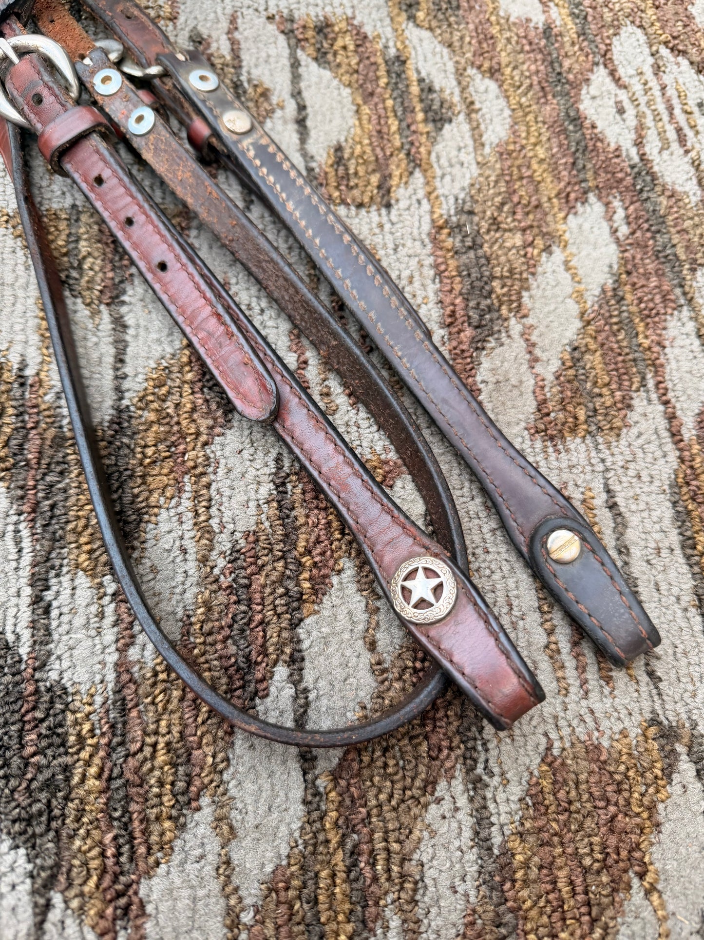 Shaped Leather Headstall w/ Star Conchos
