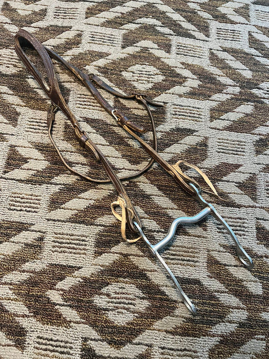 Leather Vintage One Ear Headstall w/ Bit