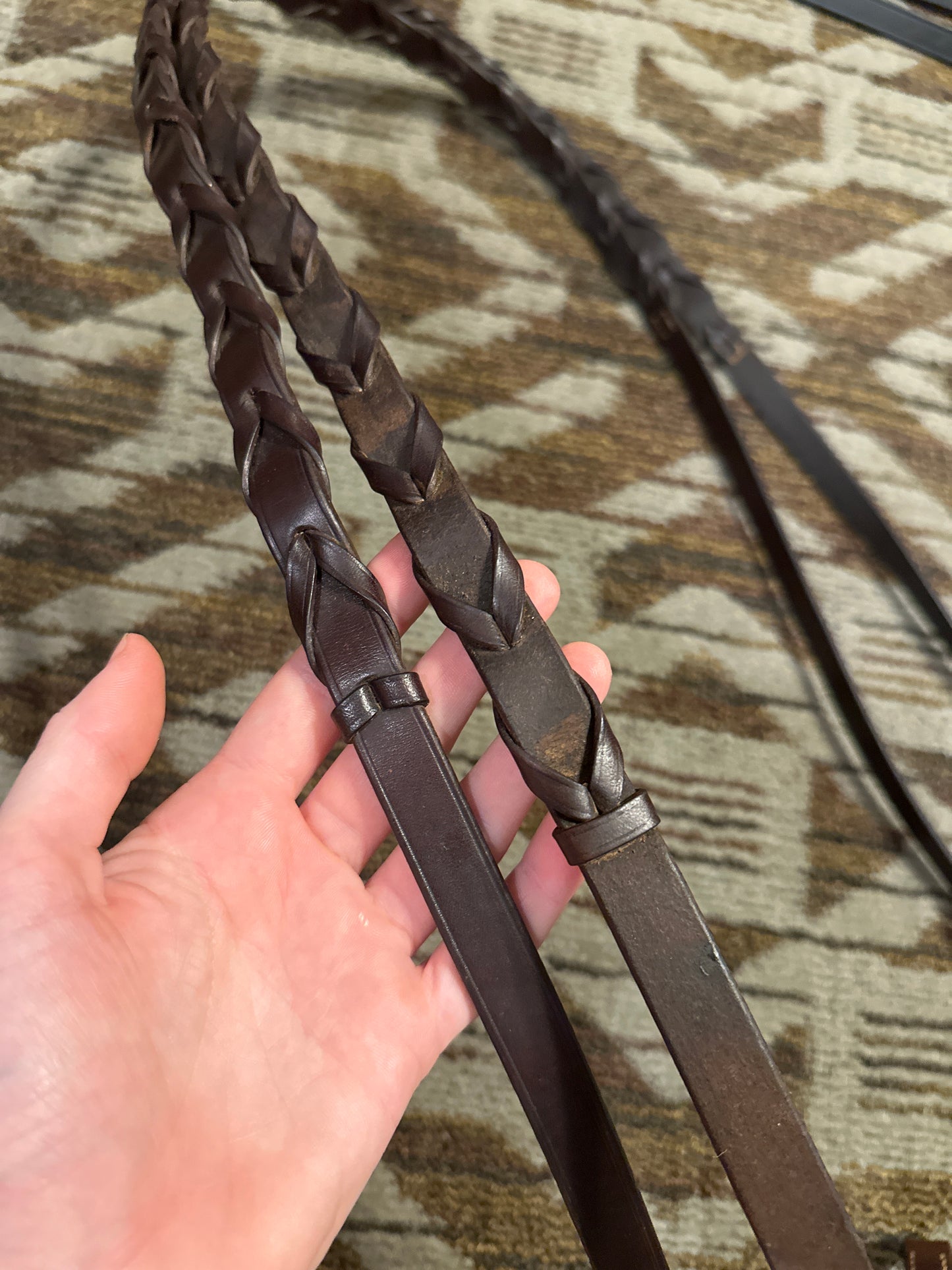 Brown Laced Reins w/ Stoppers