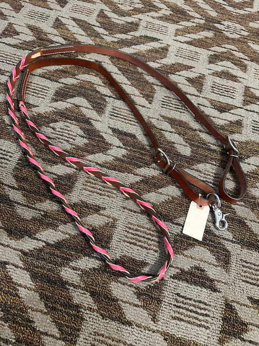 New Leather Pink Laced Loop Reins