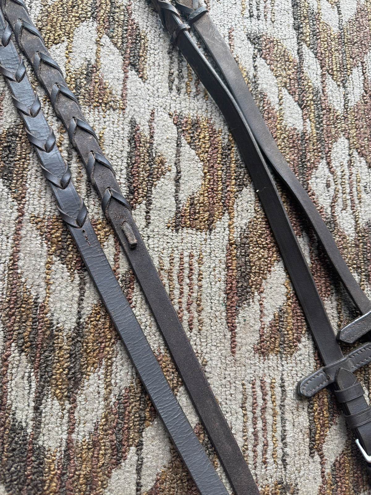 Soft Brown Laced Reins w/ Stoppers