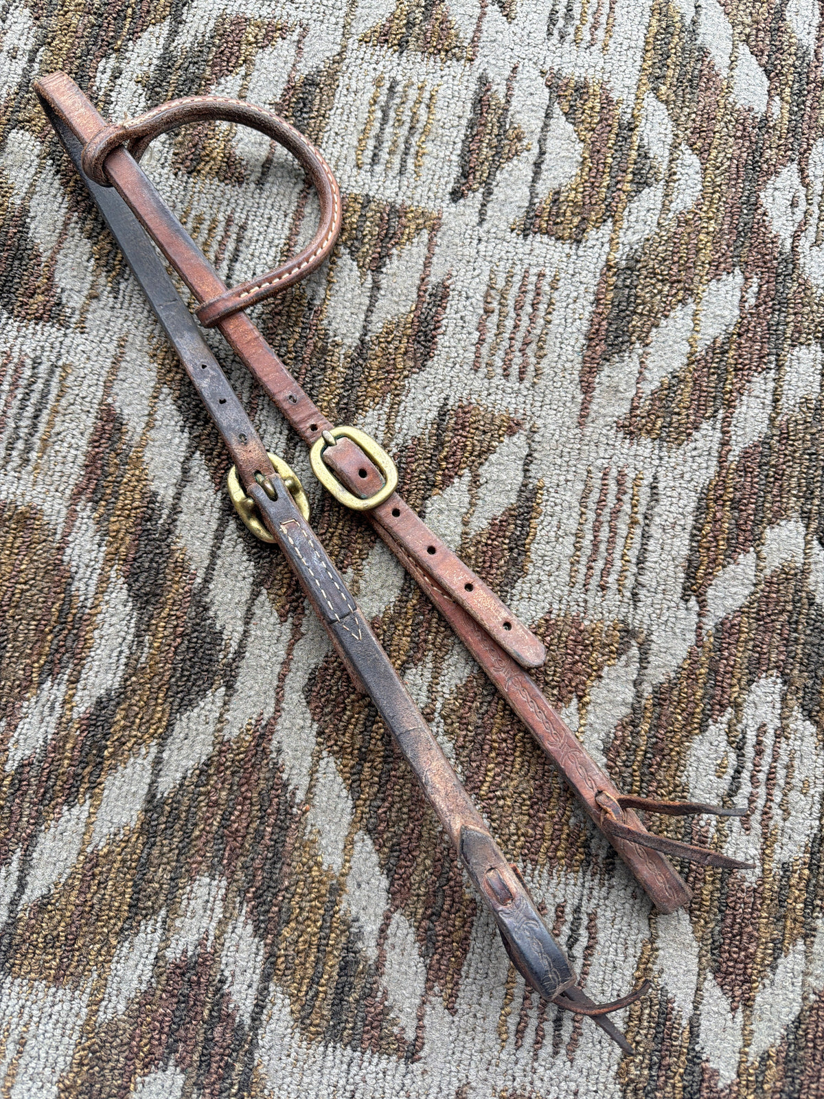 Barbed Wire Tooled One Ear Headstall